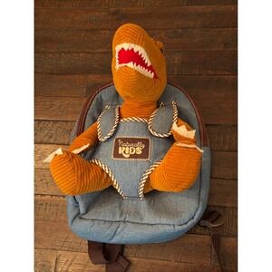 Naturally KIDS Denim T-Rex Dinosaur Backpack with Removable Plush Toy Blue